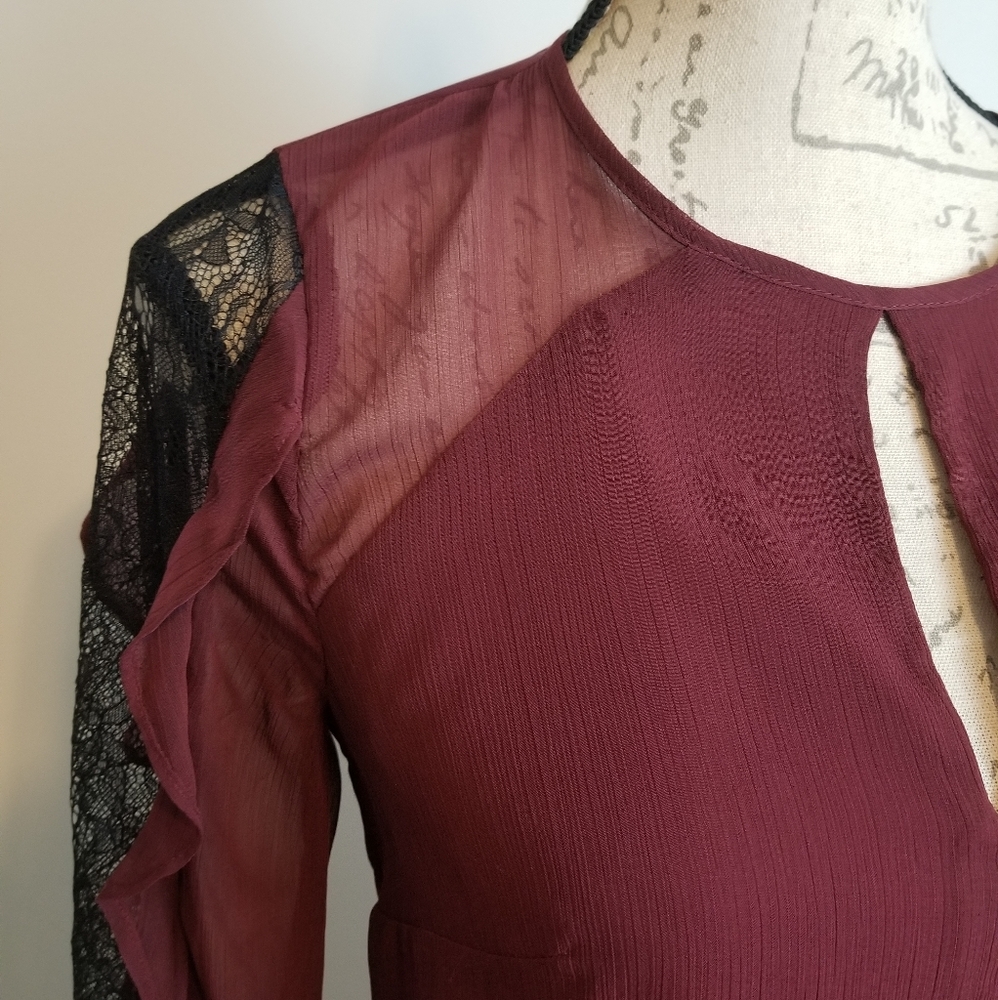 Bcbgeneration Maroon Lightweight Lace Sleeve Dress - image 2